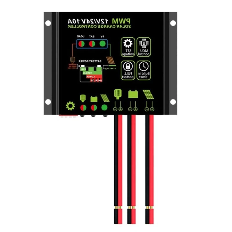 ABAE-PWM 12V/24V Solar Charge Controller 10A Waterproof Solar Panel Battery Regulator Intelligent Control System