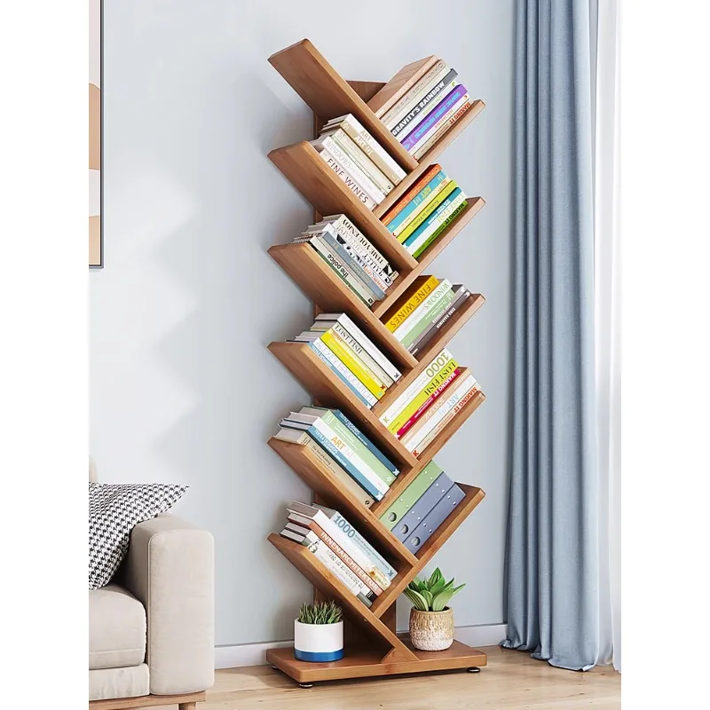 

Children's Floor to Ceiling Bookshelf, Corner Tree Shaped Desk, Bamboo, Simple Multi-layer, Living Room