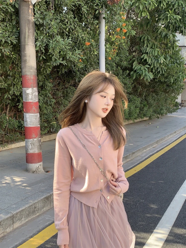 

Женский розовый вязаный топ FUGUI RICH с эффектом утяжки талии, весенняя новинка, с длинным рукавом, V-образным вырезом, эластичный, во французском стиле, трикотаж