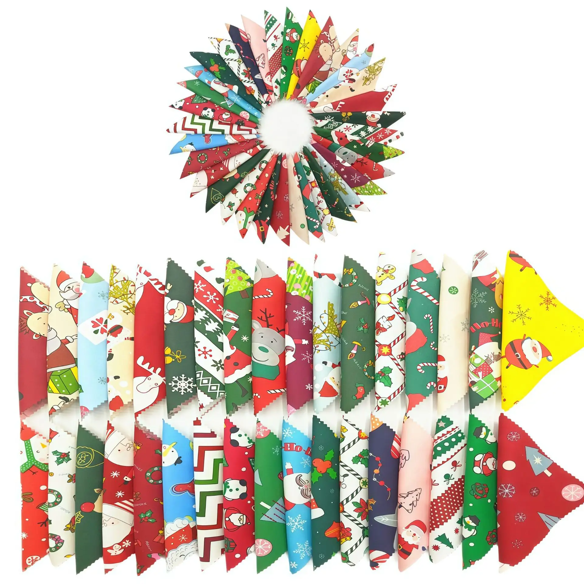Zufälliges Weihnachtsset, bedruckter Baumwoll-Twill-Stoff, Patchwork, quadratisches Stoffbündel für DIY handgefertigtes Nähen und Quiltmaterial