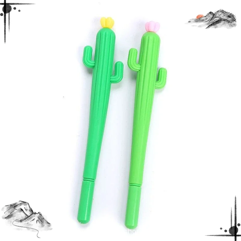 Juego de bolígrafos de Gel de Cactus suave de dibujos animados bonitos, modelado de plantas creativas, papelería para estudiantes, suministros de oficina, venta al por mayor