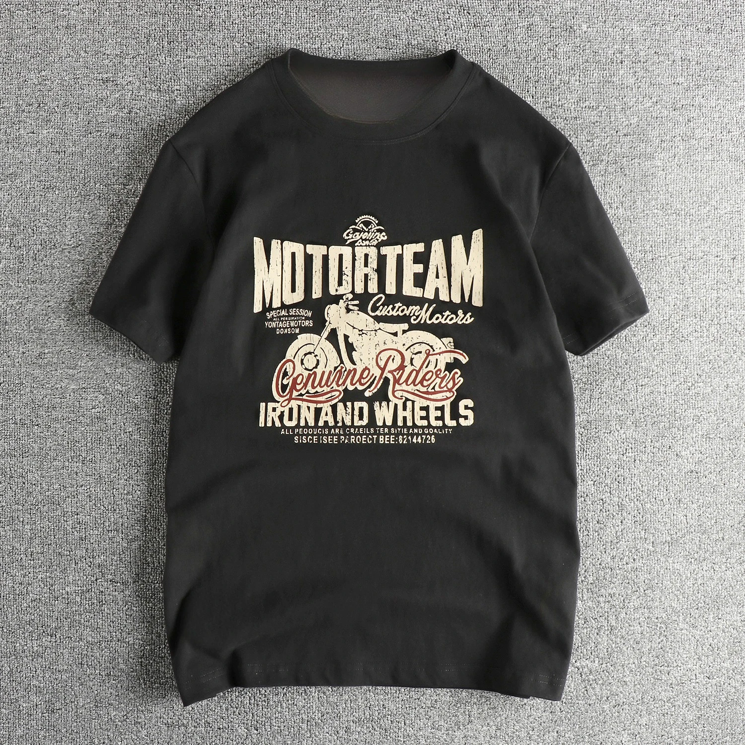 

Retro Motorcycle T-shirt Men's Summer Comfortable Loose Short-sleeved Cotton Crew Neck Top Fashion Trend Men's Clothing