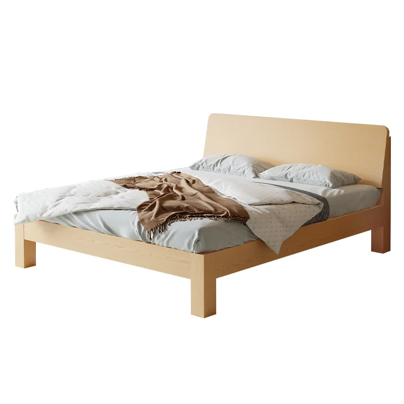 Pine solid wood 1.5 double bed economy 1.8 rental single rental house simple bed frame 1.3m