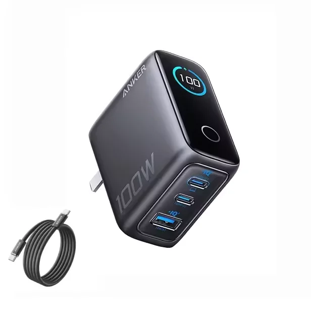 

Зарядное устройство Anker Nano 100W GaN для телефонов, USB-C зарядка, 3 порта, быстрая зарядка, USB-зарядка для розетки, зарядка с интеллектуальным дисплеем и кабелем 240W