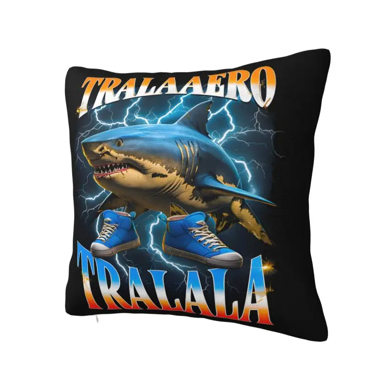 Italian Brainrot Tralalero Tralala Cushion Cover Polyester Soft Throw Pillow Case For Sofa Living Room Decoration Pillowslip