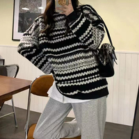 ITOOLIN Autumn And Winter Street Style Round Neck Pullover Striped Lazy High-End Women's Knitted Sweater