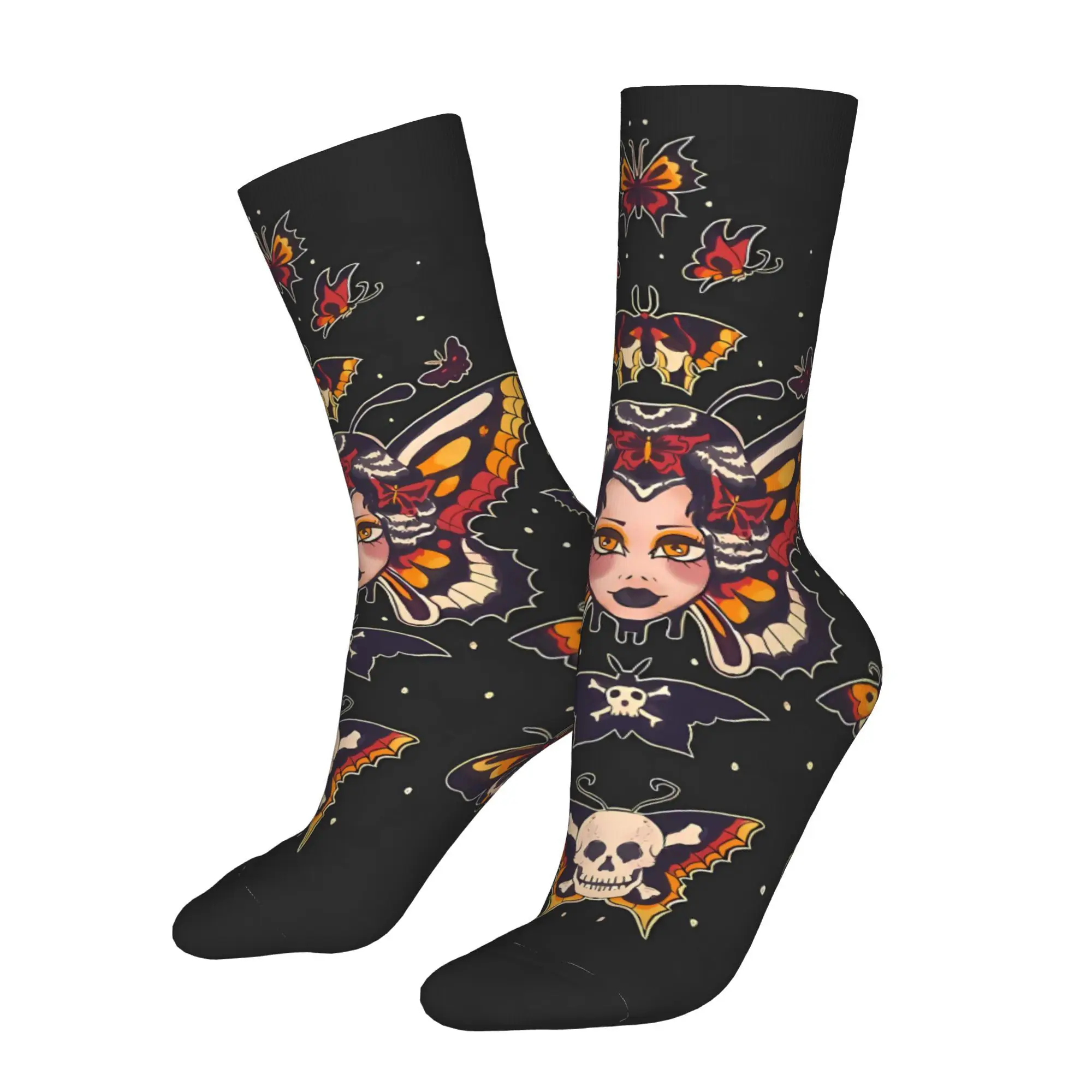 

Traditional Butterfly Gypsy Lady Tattoo Sock Printed Man Polyester Fashion