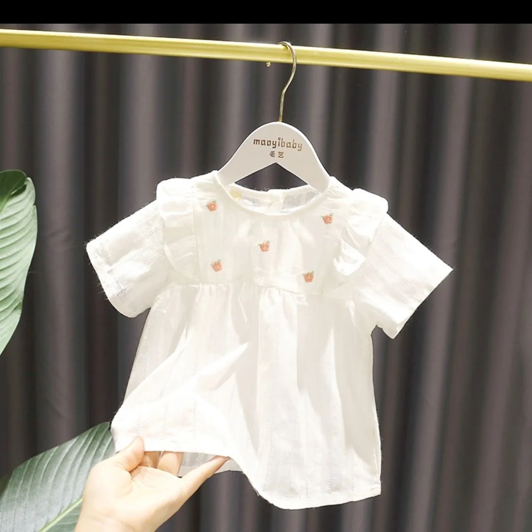 Baby Girl Princess Shirt New Children Summer Girls Small Fresh Style Versatile Small Flower Doll Shirt Trendy