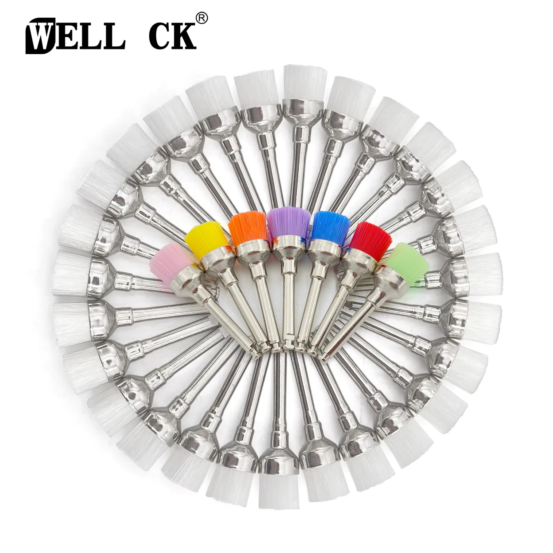 

50pcs WELLCK Dental Nylon Polishing Brushes Bowl Shape Colorful Dental Prophy Brush Used for Stain Removal and Polish