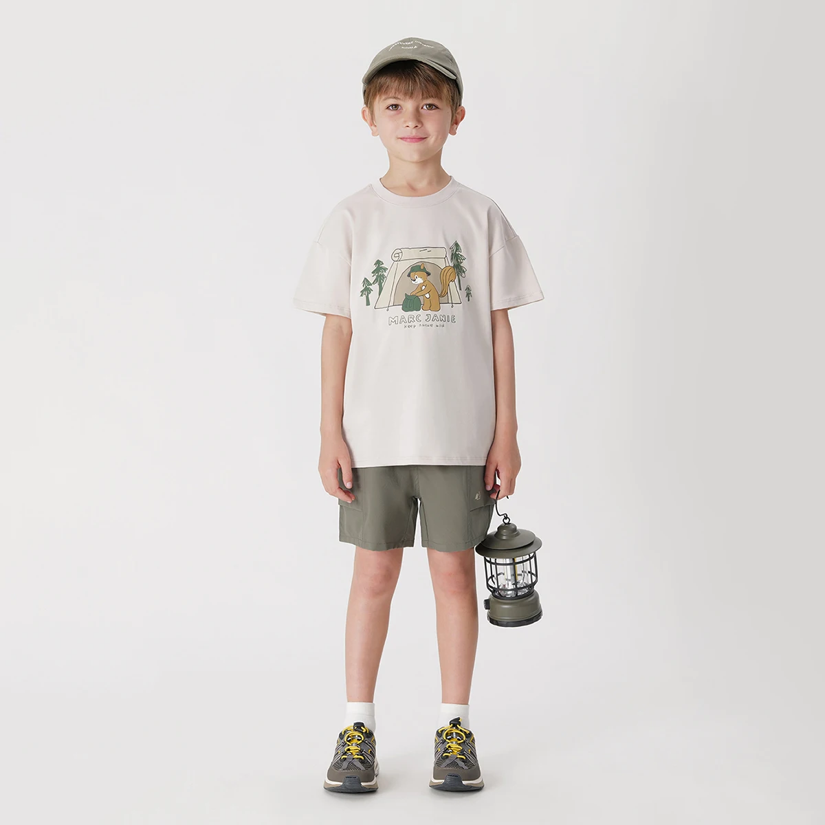 MARC&JANIE Outdoor Style Boys Urban Outdoor Squirrel Print Short Sleeve T-Shirt for Summer 240380