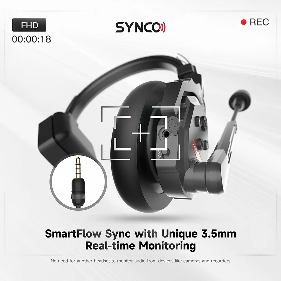 SYNCO Xtalk X2 Wireless Intercom System 2.4GHz Communication Headset With Battery Wireless Microphone for Studio