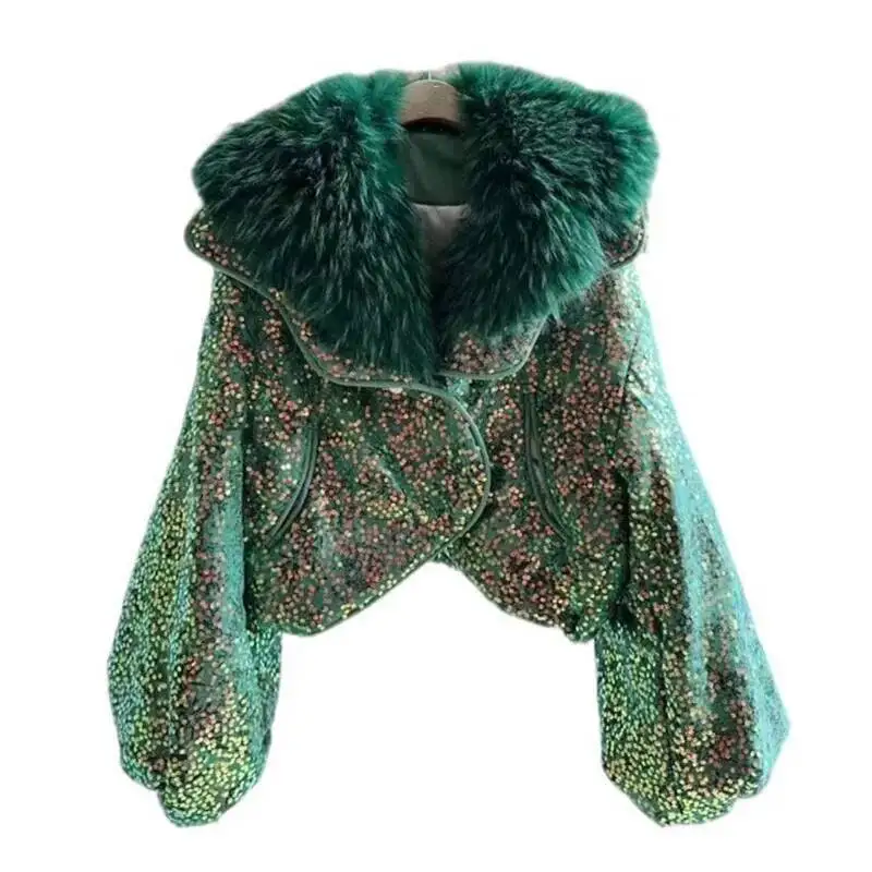 HKSH ฤดูใบไม้ร่วงฤดูหนาวใหม่ผู้หญิงเงาสไตล์ที่ถอดออกได้ขนาดใหญ่ขนสัตว์เบาะ Coat โคมไฟแนวโน้มสั้นหนา HK10038