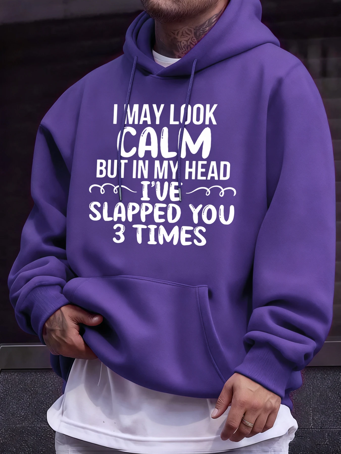 

I May Look Calm Printing Youthful Hoodies Male Hip Hop Loose Long Sleeve Trendy Fleece Clothes Unisex Pocket Colour Pullovers