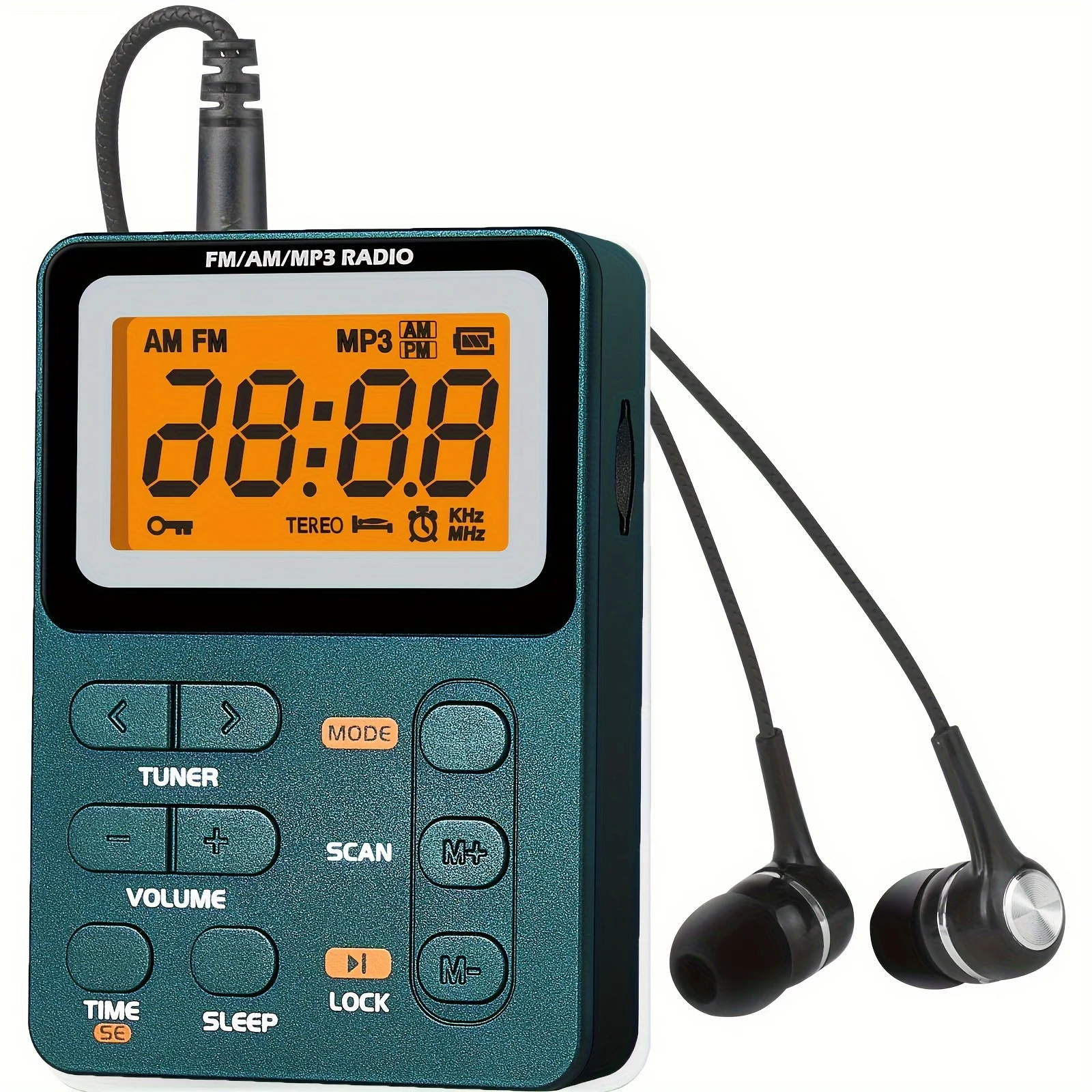 Pequena rádio portátil de emergência FM/AM/MP3 600mAh bateria recarregável para esportes ao ar livre, lazer e entretenimento