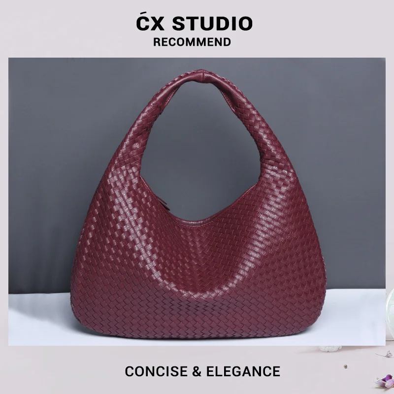 

Hand-woven women's bag, fashionable underarm women's bag, single-shoulder large-capacity dumpling bag, retro crescent moon bag