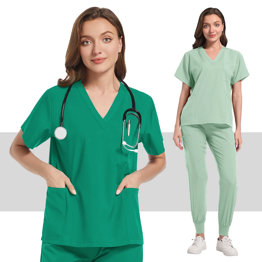 Uniforme de Enfermería de Color liso para salón de belleza, pantalones de Jogging, uniforme de Spa para mascotas, médico, Hospital, ropa de trabajo para dentista para mujeres