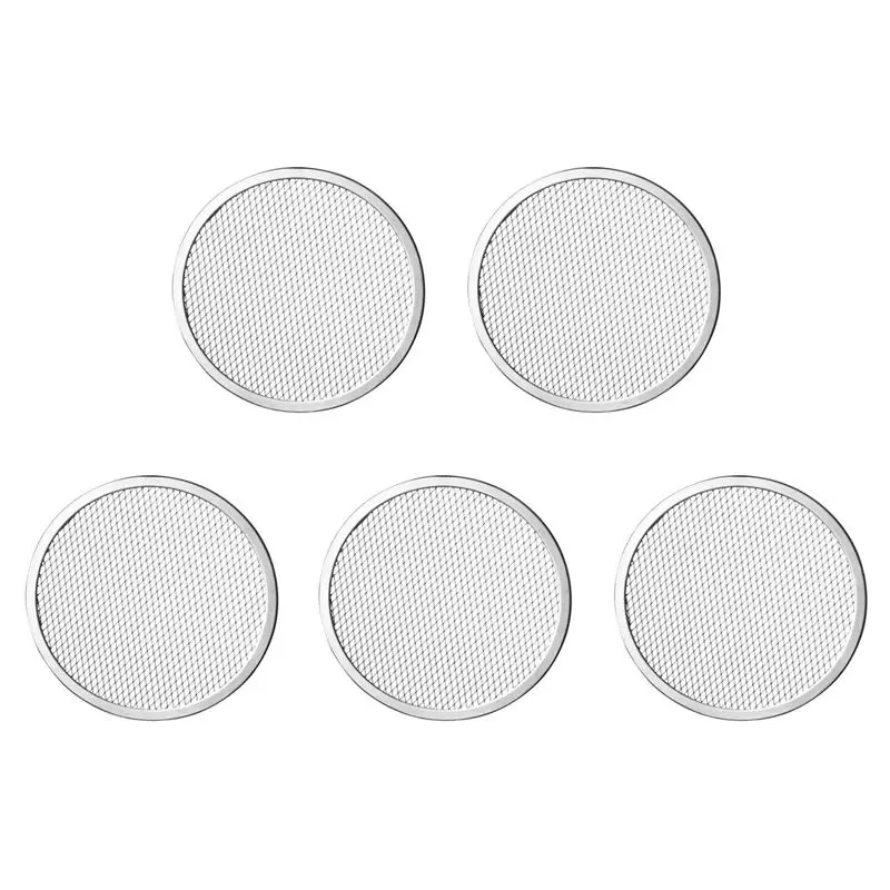 ABJN-5Pcs 11Inch Aluminum Seamless Rim Pizza Baking Screen - Perfect Crisp, Enhanced Airflow