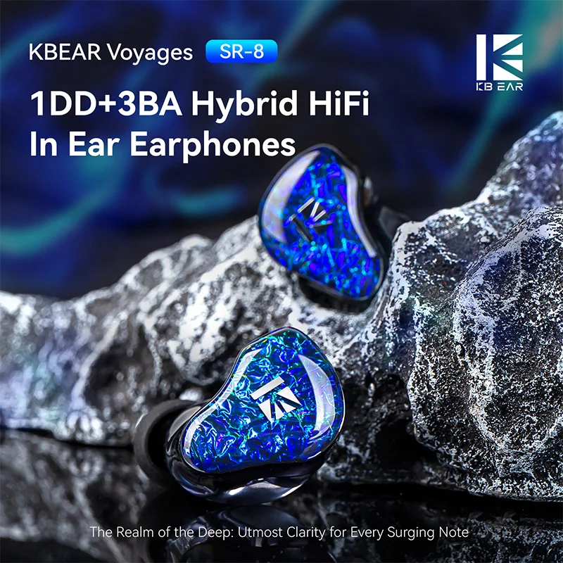 

Наушники KBEAR Voyages SR-8 1DD+3BA Hybrid HiFi с 3D-печатным корпусом из полимерной смолы, проводные, для спорта, мониторинга и игр