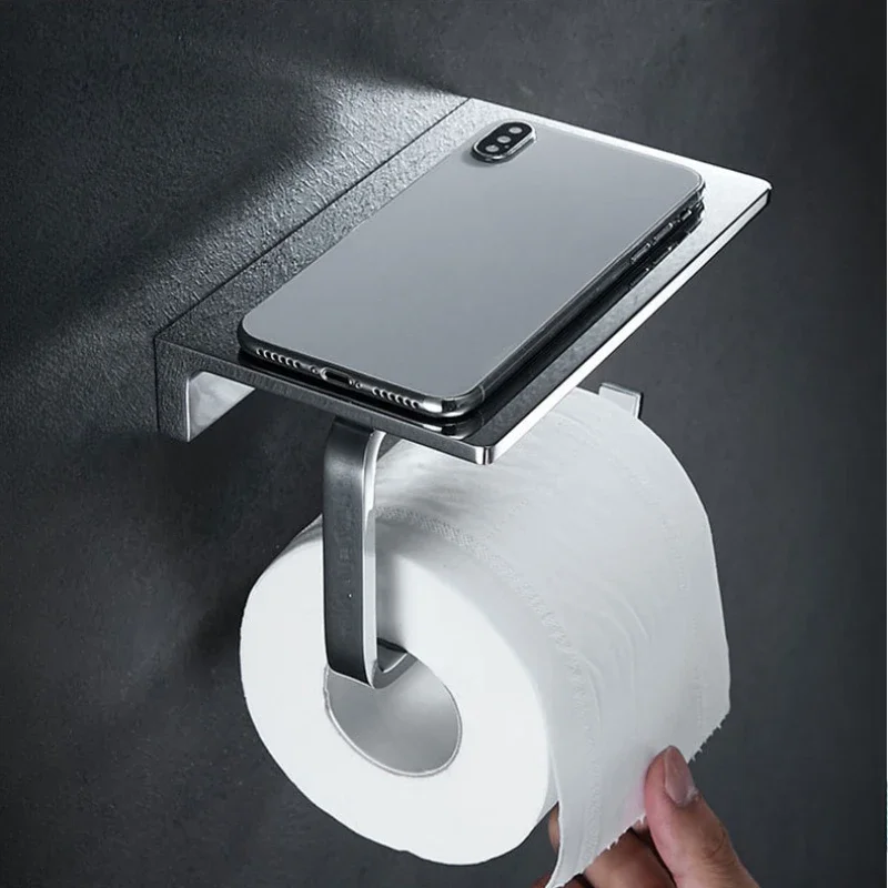 

Toilet tissue holder, wall-mounted roll holder, mobile phone rack