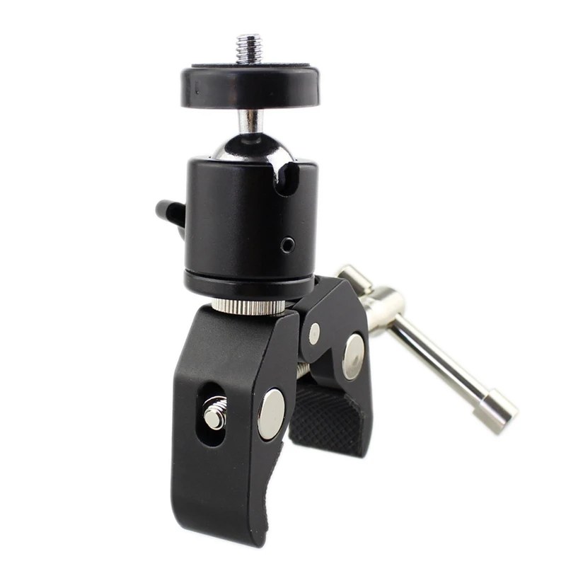 Super Clamp With 360° Mini Ball-Head Quick Release Clamp Bracket Tripod Mount 1/4 Screw Clip For DSLR Camera