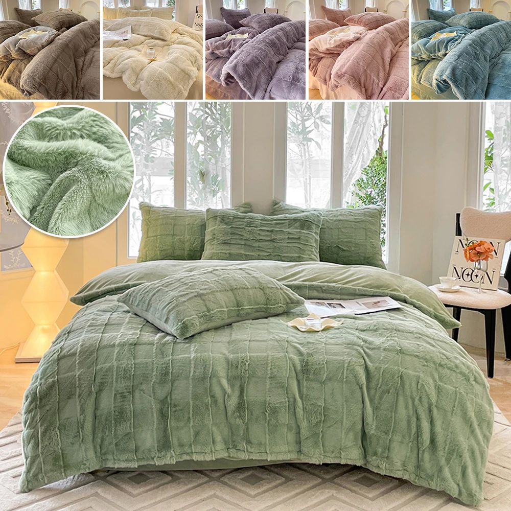 

4PCS Thicken Plush Bedding Autumn/winter Warm Solid Color Duvet Cover 200x230/220x240 Bedding Set Comforter Set King Quilt Cover