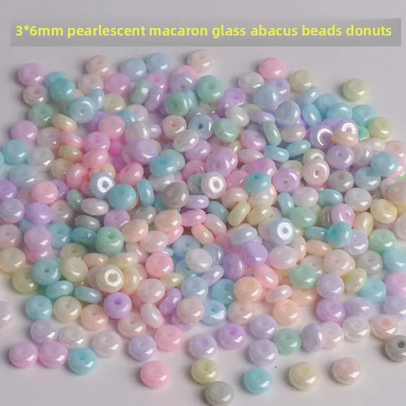 3-Pack 6mm Pearl Cream Macaron DIY Handmade Beads Uniform Glass Bead Jewelry Making Supplies