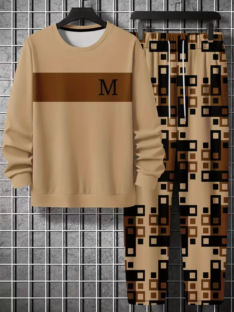 

Осенне-зимний мужской комплект с длинными рукавами и мужским узором, модный комплект, уличный спортивный комплект с длинными рукавами, быстросохнущий комплект с длинными рукавами