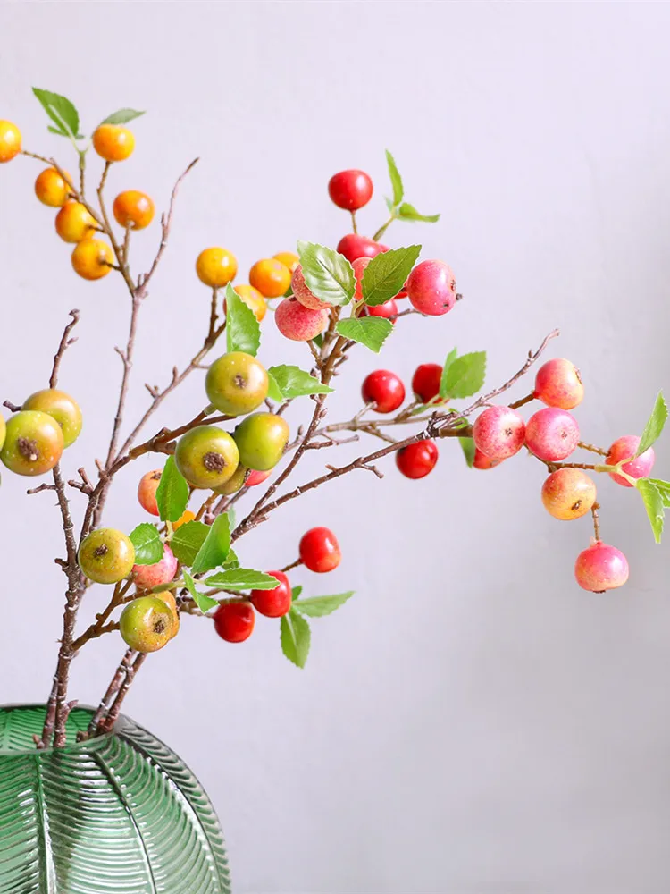 Gut aussehender kleiner Apfel, künstliche Blumen, künstliche Früchte, langer Zweig für Zuhause, Wohnzimmer, Dekoration, Tabelle, Weihnachtsdekoration – Detail 6
