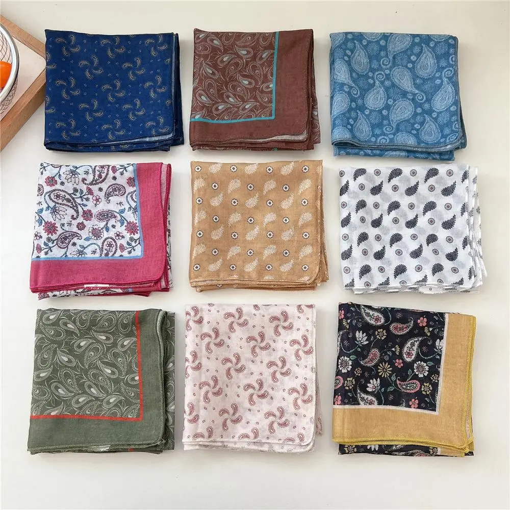 58*58 см хлопковый льняной шарф, квадратный шейный платок для женщин, элитный бренд, галстук для волос, шарф, новый хиджаб, шали, платок, женский