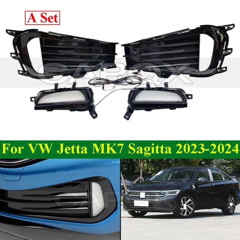 

CAPQX 1 Set Upgrade LED Daytime Running Light For VW Jetta MK7 Sagitta 2023-2024 Front Bumper Foglight Foglamp Frame Fog Light