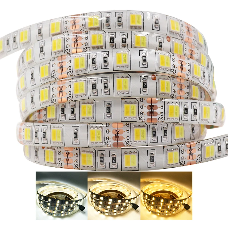 Taśma LED CCT 12V 24V DC 5050 SMD 60 lub 120 led/m podwójny kolor 2 w 1 ciepły/biały/neutralny pasek elastyczna lampa 3000K 4000K 6500K