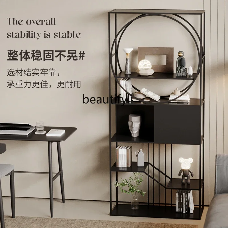 

Light luxury vertical wrought iron shelf floor-to-ceiling living room multi-layer bookcase storage display rack a50