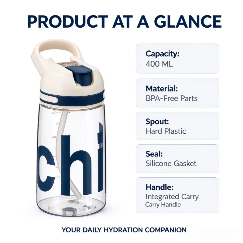 Portable Sports Water Bottle with Handle, Flip Straw Leakproof Drinking Cup, Reusable Water Jug for Gym Fitness Outdoor Travel
