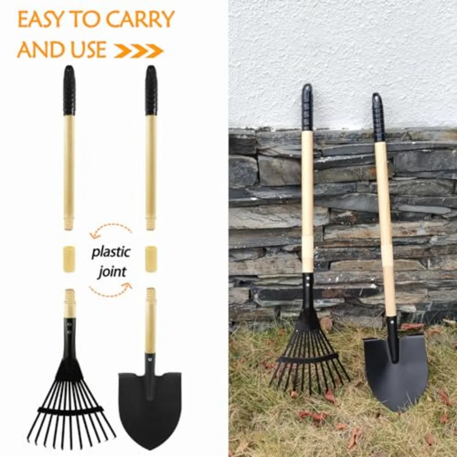 Conjunto de ferramentas de jardinagem 8 peças vagão com ferramentas de praia e jardim pá ancinho brinquedos ao ar livre para 34 anos de idade