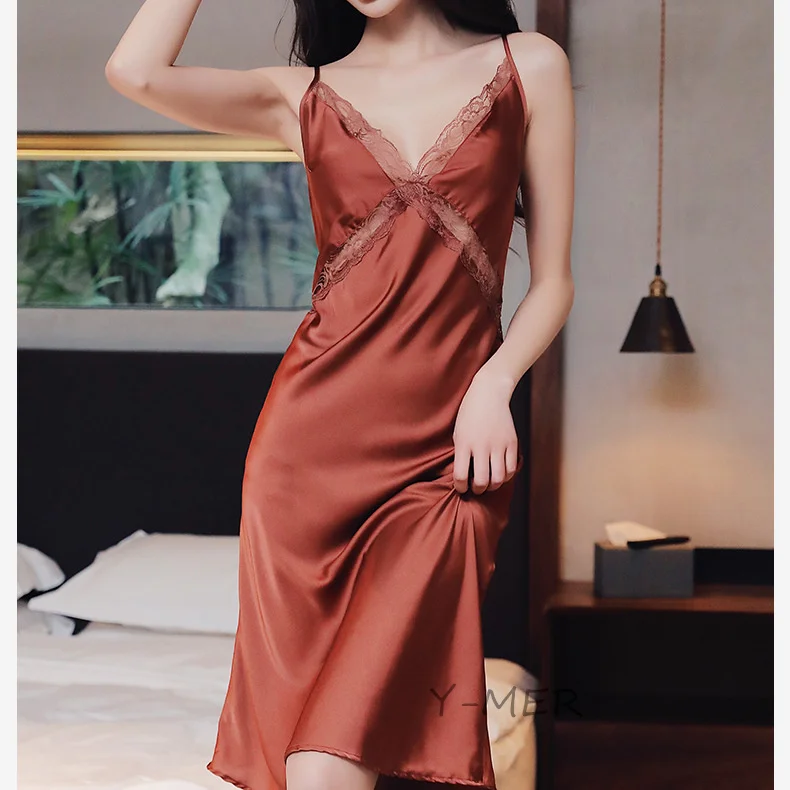 Sexy Sleepwear Nightdress for Women Chemise Home Dress Lace Up Lingerie Elegant Nightwear 2023 New Nightgown Loungewear