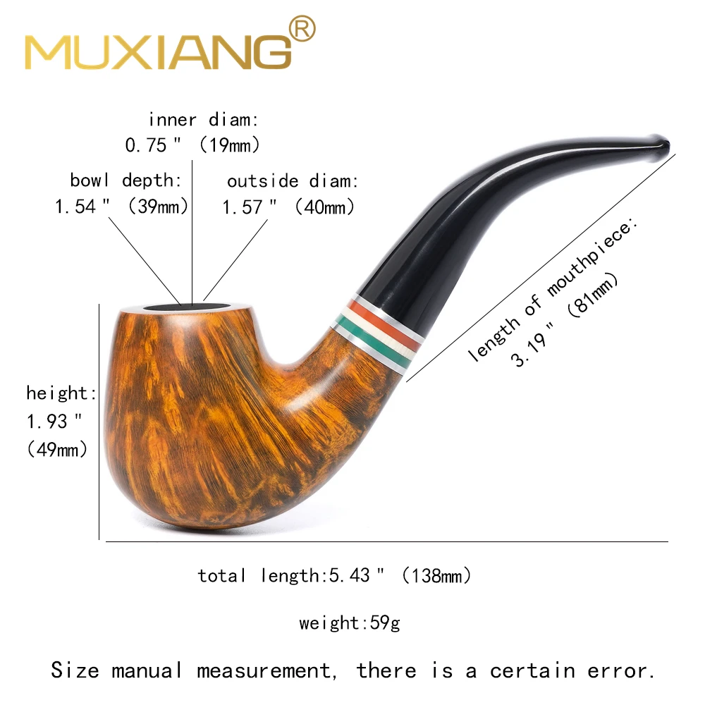 MUXIANG Classic Tobacco Pipe Curved Handle Briarwood Pipe Rainbow Series 9mm Pipe Mouth Filter Father Gift Large Egg-shaped Pipe - Image 6
