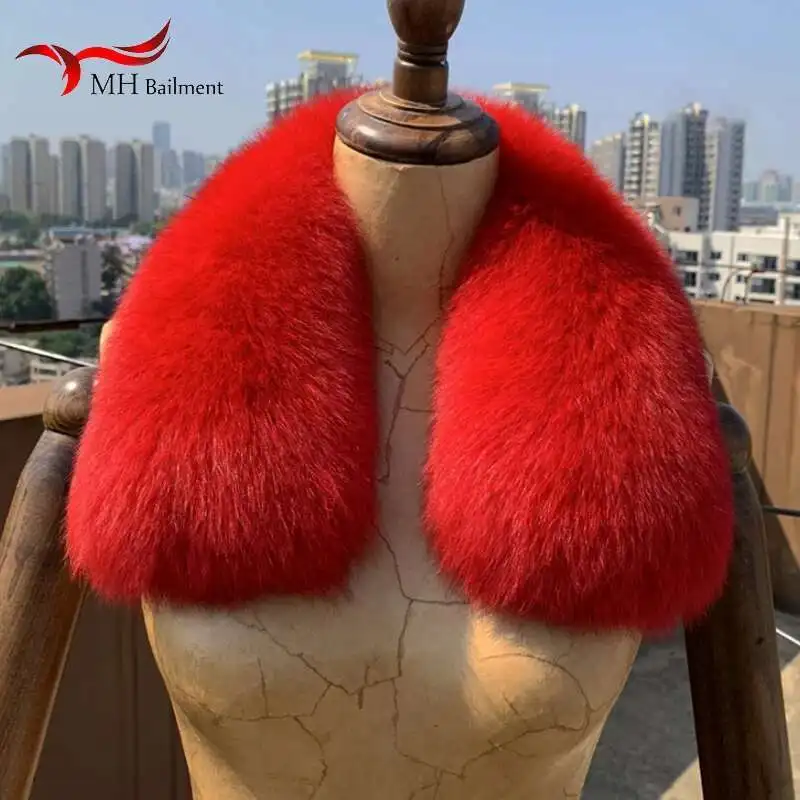 

Oversized fox fur collar winter real fox fur male female ladies down jacket coat fur collar bib universal wild 100% fur scarf