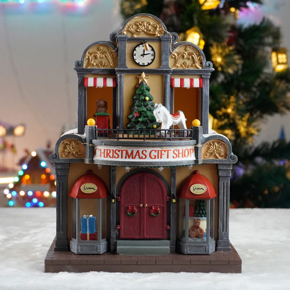 هدايا العيد كارتون متوهجة Igloo Shop House Crafts نافذة زخرفة