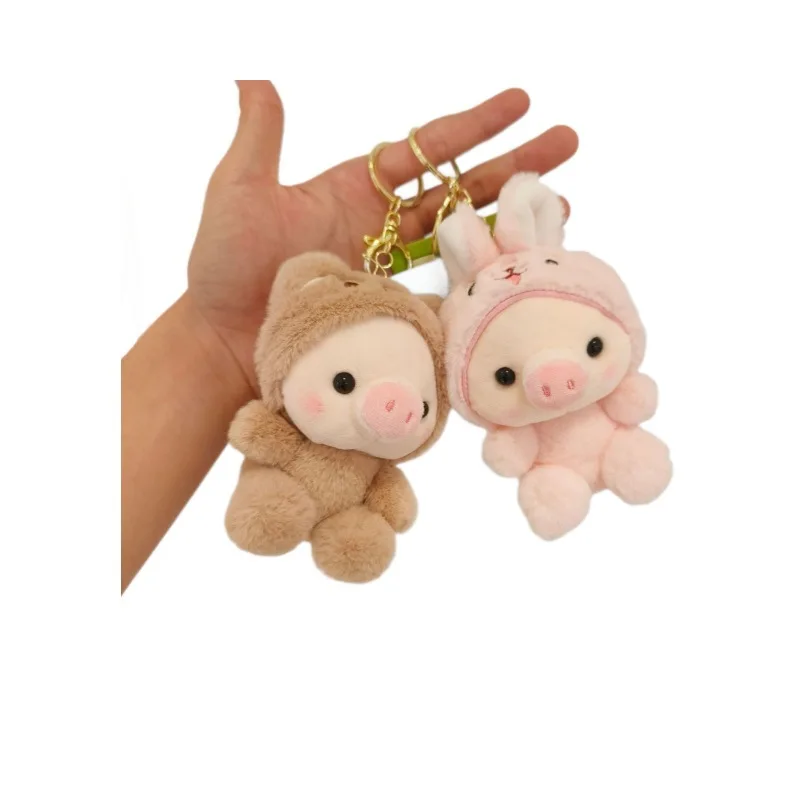 Super bonito porco dos desenhos animados chaveiro pingente mochila doce chave de brinquedo de pelúcia macia boneca garra loja requintada, novo