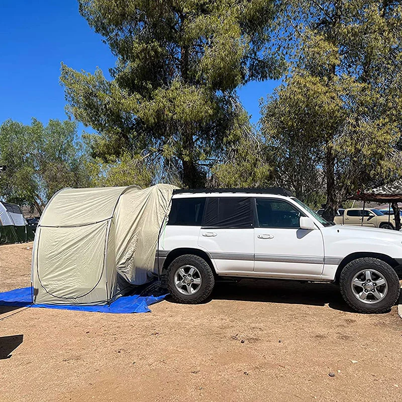 

Tent for Back Car, Suv Tailgate, Camping, 4 Person Car Tent, Campervan Tent with Long Awning, 2 Layers, Big Doors