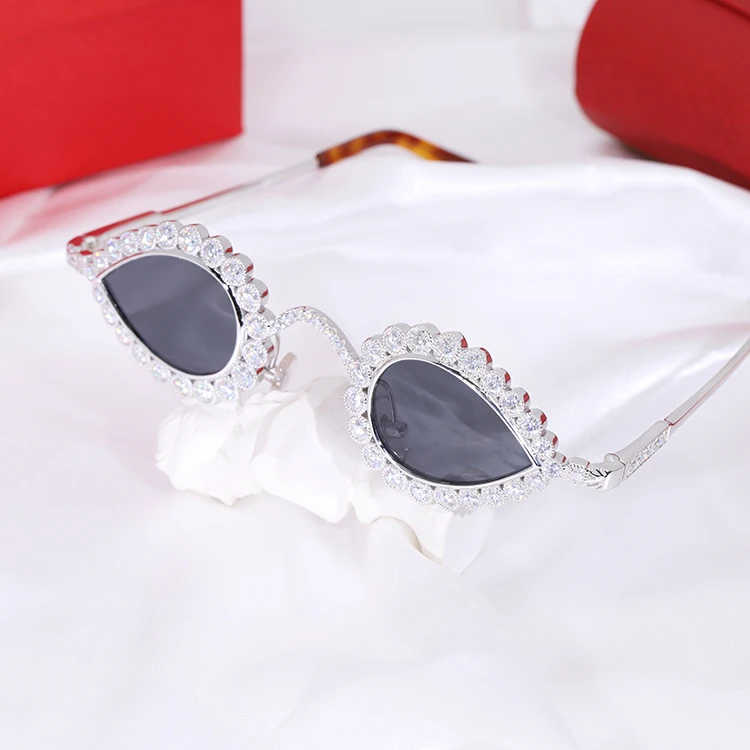 Custom Pear Glasses Hip Hop Iced Out D/VVS Moissanite Glasses S925 Silver Passed Diamond Tester Gold Plated Men Sunglasses