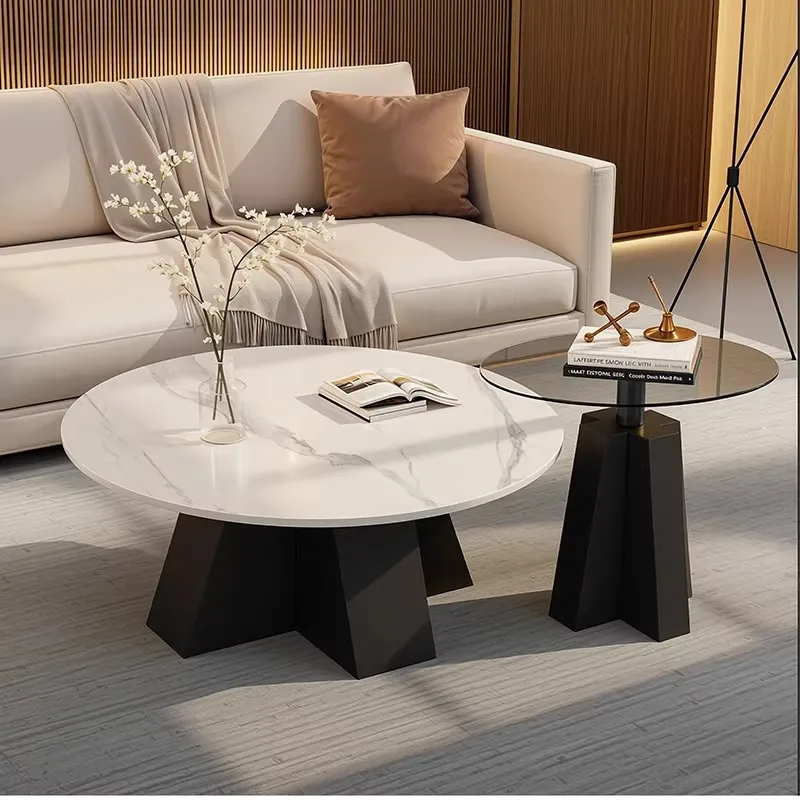 xx-Modern Minimal Natural Marble Durable Round Coffee Table Living Room Furniture for Small Apartment^