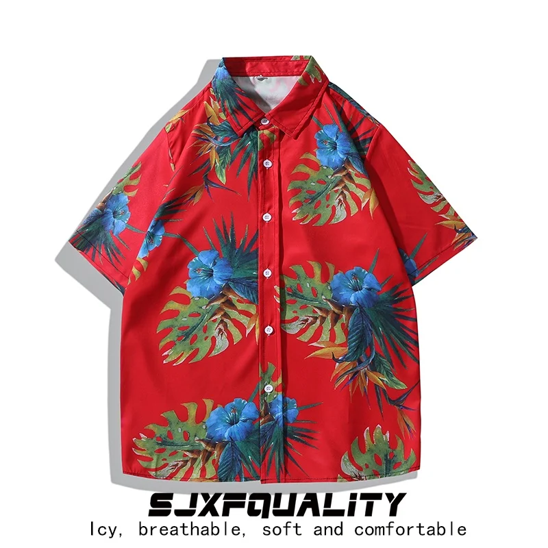 Haibinzoulu-camisa de playa de manga corta para hombre, Top estampado