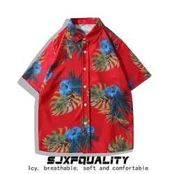 Camisa de praia de manga curta de haibinzoulu masculina