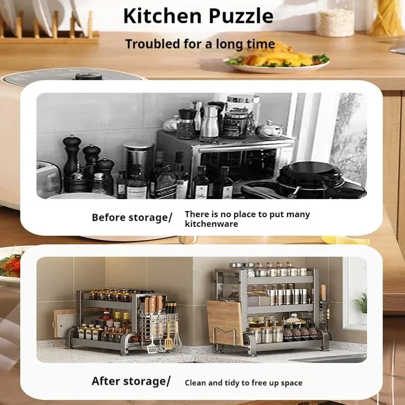 Kitchen Countertop Spice Storage Rack Household Multifunctional Knife Holder Chopsticks Spices Multifunctional Storage Rack