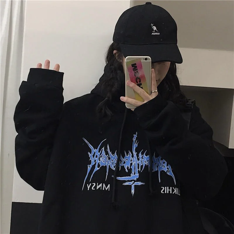 

Autumn Dark Style Hip-hop Women Men Hoodies Oversized Sweatshirts Vintage Loose Print Hooded Harajuku Hoodie Gothic Streetwear