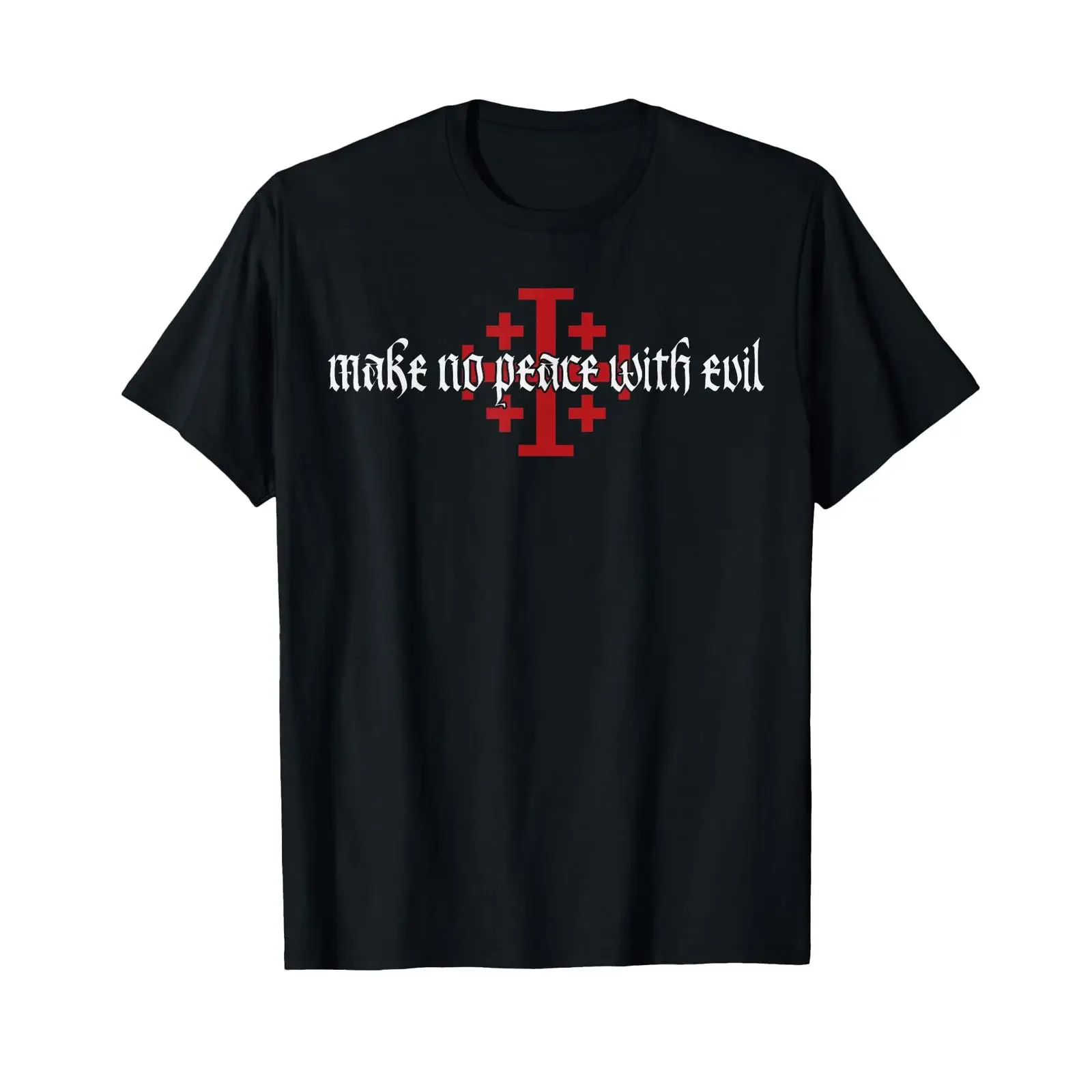 Make No Peace with Evil Knight Templar Jerusalem Cross T Shirt vintage Washed Unisex Versatile Comfortable fashion