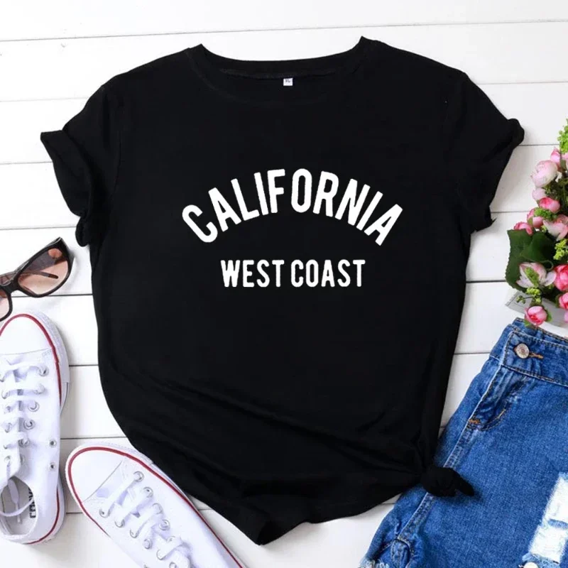 California West Coast Letters Printed Summer T Shirt Funny Women Short Sleeve Breathable Fashion Streetwear Graphic T Shirts