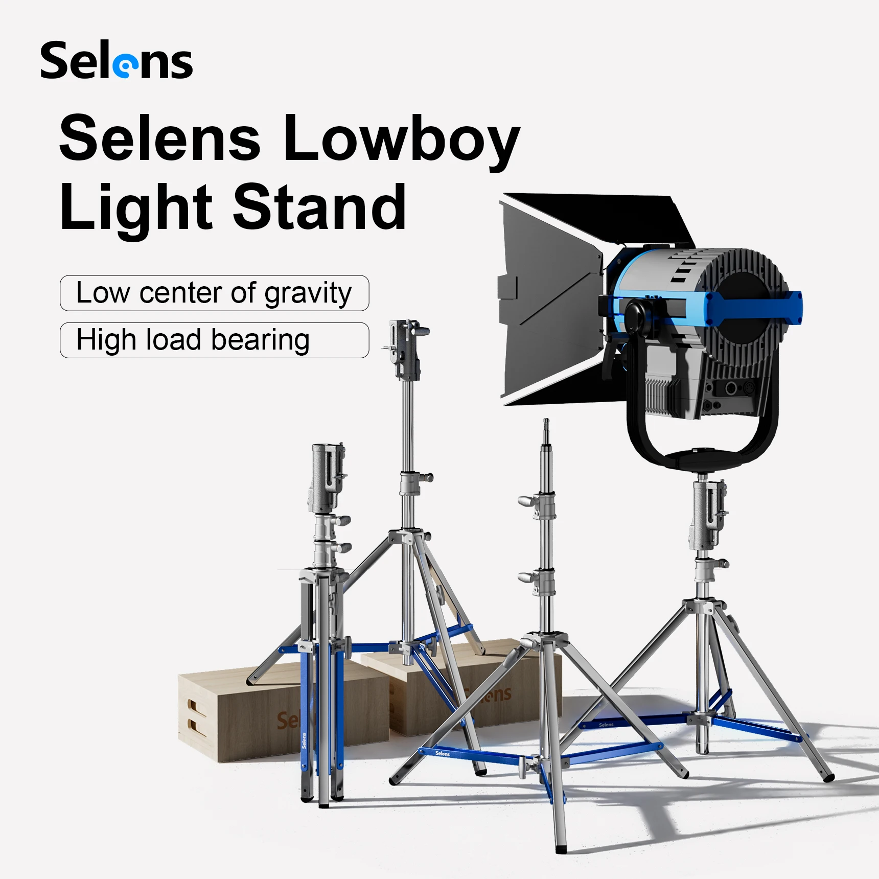 

Selens Low Center Of Gravity Heavy Duty Light Stand Tripod Load Capacity of 35KG Photo Studio Kits Stainless Steel Lamp Holder