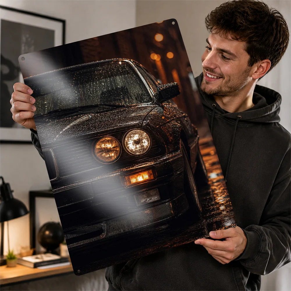 Germany 325I E30 Black Classic Car Aluminum Poster Personalized Metal Sign Collector Legacy Design Wall Art Perfect For Lounge